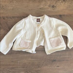 Tea Collection Cream and Pink Kids Sweater